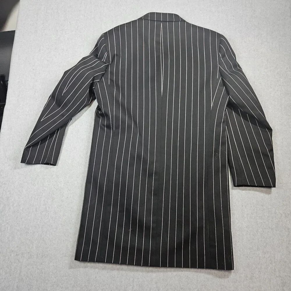 Den Zel Collection Men's Black Pink Pinstripe Lined Suit With Vest 40R Zoot